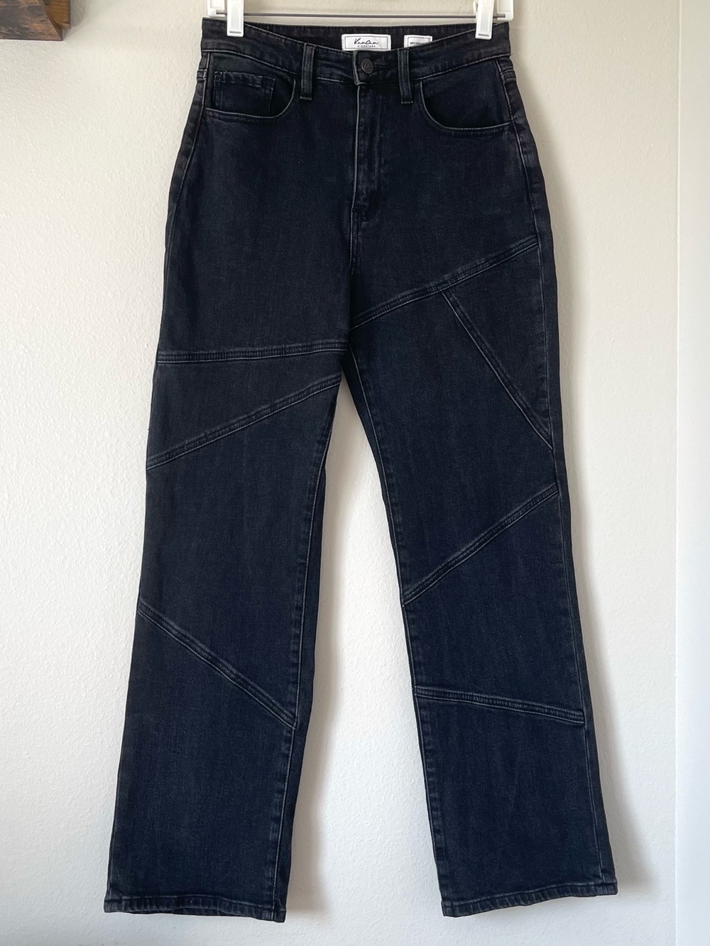 KanCan Black Straight Leg Jeans - Panel Stitch Detail